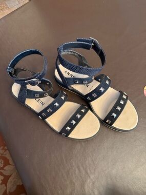 Anne Klein Black Studded Ankle-Strap Sandals for Kids
